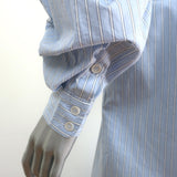 GANNI Striped Shirtdress Blue Cotton Size 36 Long Sleeve Midi Dress NEW