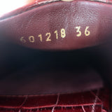 Balenciaga Cosy BB mules in burgundy croc-embossed leather, authentic pre-owned luxury size 36