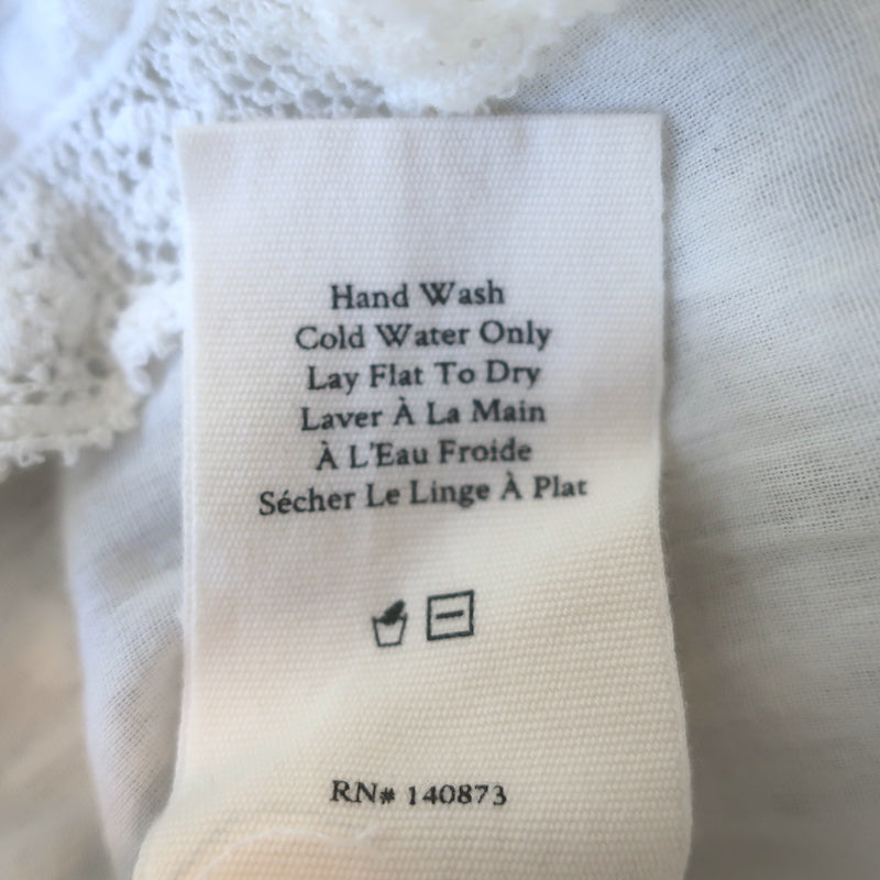 LoveShackFancy Quincy Floral Embroidered Mini Dress White Cotton Size Medium
