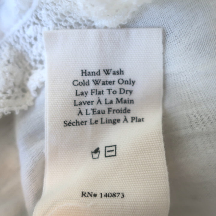 LoveShackFancy Quincy Floral Embroidered Mini Dress White Cotton Size Medium