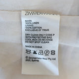 Zimmermann Day Tie-Neck Puff Sleeve Mini Dress White/Navy Bow Print Linen Size 3