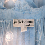 Juliet Dunn Mirror Embroidered Tie-Waist Mini Dress Blue Cotton Gauze Size 3
