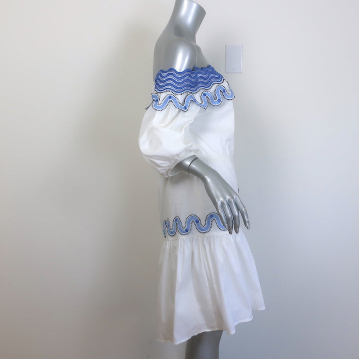 Peter Pilotto Pallas Off the Shoulder Embroidered Mini Dress White Size US 6