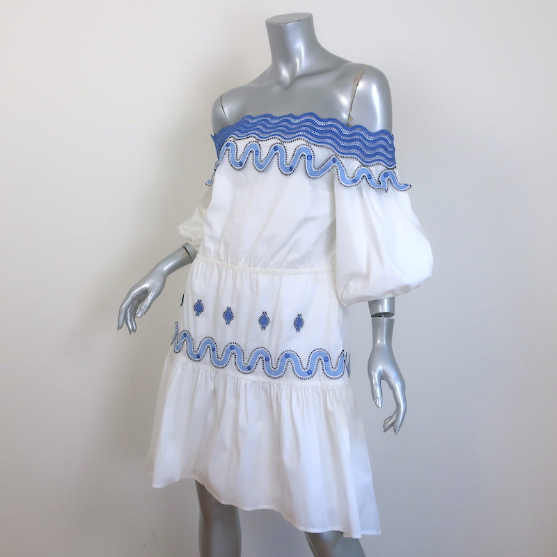 Peter Pilotto Pallas Off the Shoulder Embroidered Mini Dress White Size US 6
