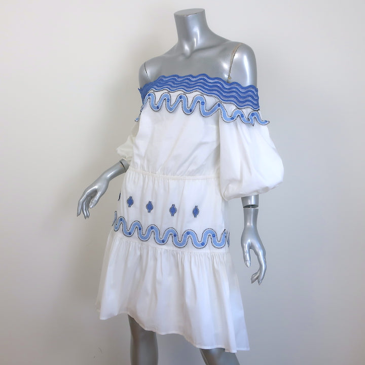 Peter Pilotto Pallas Off the Shoulder Embroidered Mini Dress White Size US 6