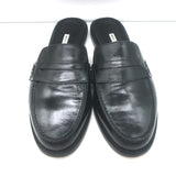 Manolo Blahnik Perritamu Penny Loafer Mules Black Leather Size 37.5