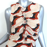 Ulla Johnson Cruz Striped Devore Sleeveless Midi Dress Beige Crepe Size 6