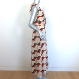 Ulla Johnson Cruz Striped Devore Sleeveless Midi Dress Beige Crepe Size 6