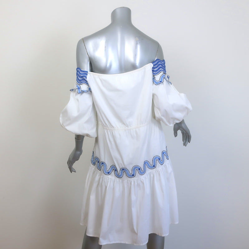 Peter Pilotto Pallas Off the Shoulder Embroidered Mini Dress White Size US 6