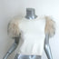 Alice + Olivia Ciara Fox & Rabbit Fur-Sleeve Cropped Sweater Cream Size Medium
