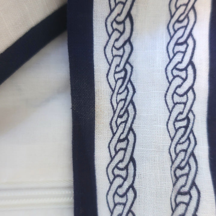 Zimmermann Day Tie-Neck Puff Sleeve Mini Dress White/Navy Bow Print Linen Size 3