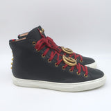 Gucci GG Marmont Major High Top Sneakers Black Soft Grained Leather Size 7