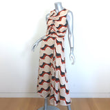 Ulla Johnson Cruz Striped Devore Sleeveless Midi Dress Beige Crepe Size 6