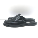 Manolo Blahnik Perritamu Penny Loafer Mules Black Leather Size 37.5