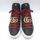 Gucci GG Marmont Major High Top Sneakers Black Soft Grained Leather Size 7