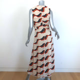 Ulla Johnson Cruz Striped Devore Sleeveless Midi Dress Beige Crepe Size 6