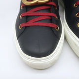 Gucci GG Marmont Major High Top Sneakers Black Soft Grained Leather Size 7
