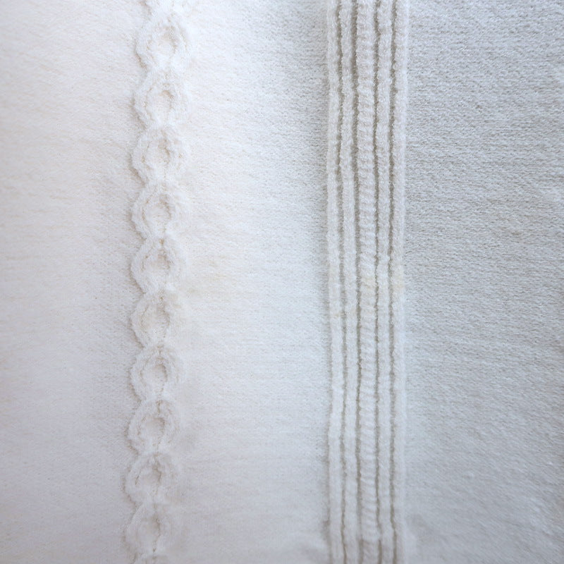 Valentino Beaded-Collar Cable Knit Dress Cream Stretch Knit Size Extra Large