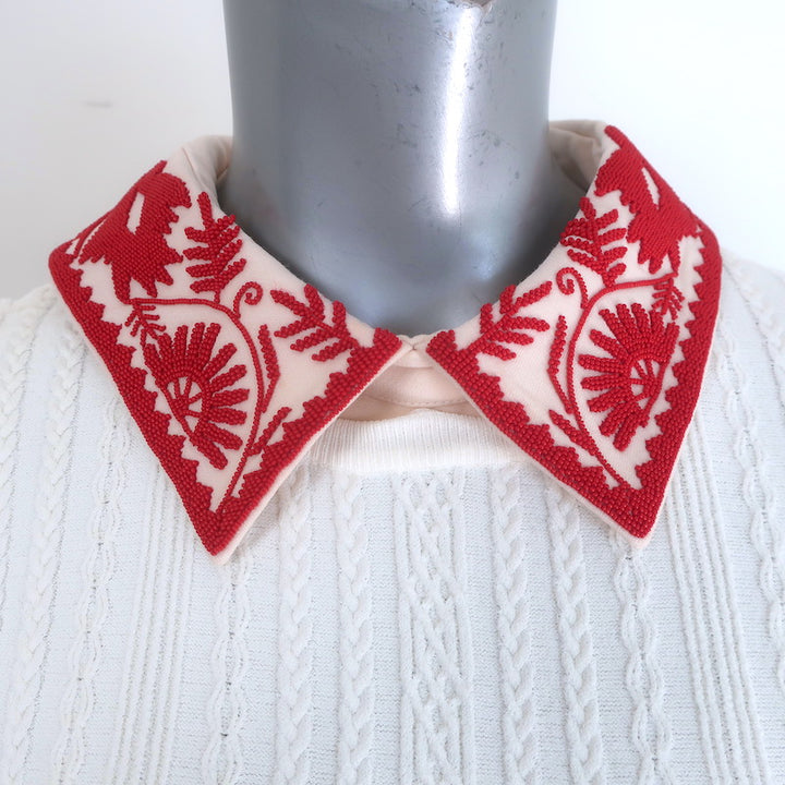 Valentino Beaded-Collar Cable Knit Dress Cream Stretch Knit Size Extra Large