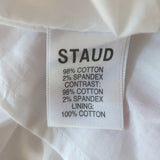 STAUD Puff Sleeve Midi Dress Demi White/Multicolor Stretch Cotton Size Small