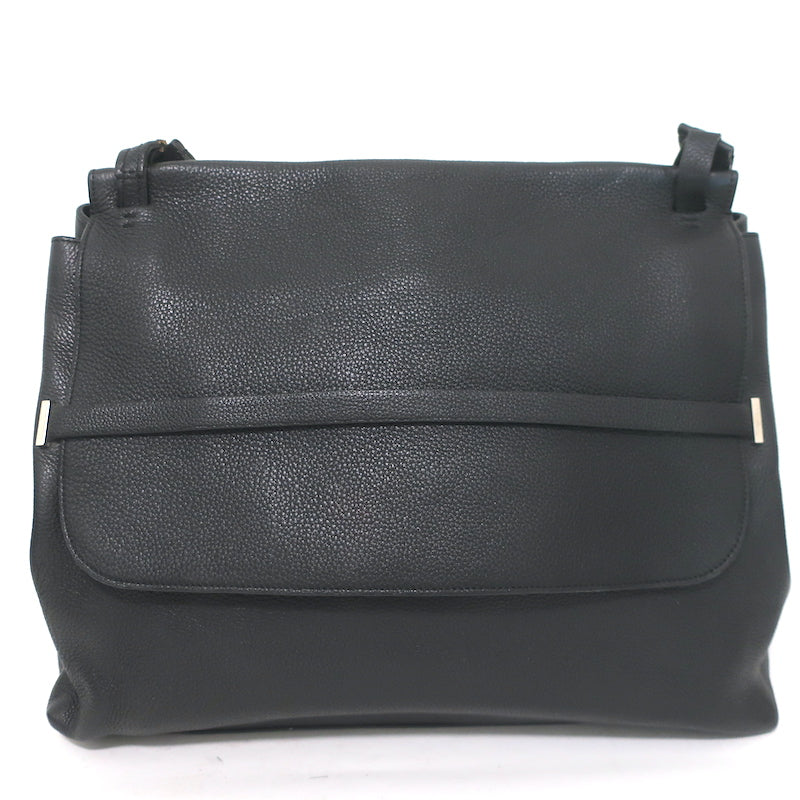 The Row Top Handle 14 Shoulder Bag Black Grained Leather