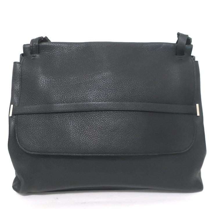 The Row Top Handle 14 Shoulder Bag Black Grained Leather
