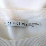 Alice + Olivia Ciara Fox & Rabbit Fur-Sleeve Cropped Sweater Cream Size Medium