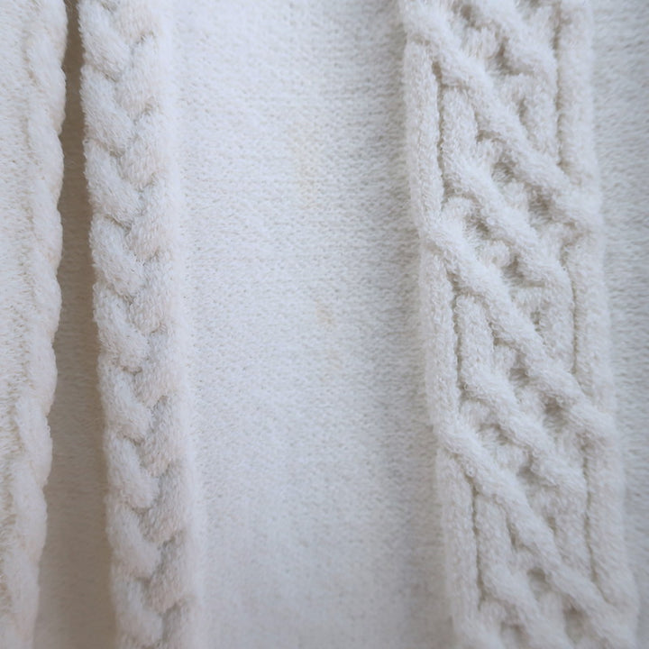 Valentino Beaded-Collar Cable Knit Dress Cream Stretch Knit Size Extra Large