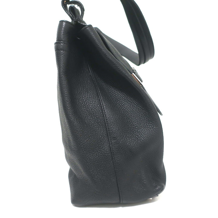 The Row Top Handle 14 Shoulder Bag Black Grained Leather