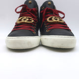 Gucci GG Marmont Major High Top Sneakers Black Soft Grained Leather Size 7
