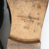 Manolo Blahnik Perritamu Penny Loafer Mules Black Leather Size 37.5