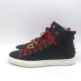 Gucci GG Marmont Major High Top Sneakers Black Soft Grained Leather Size 7