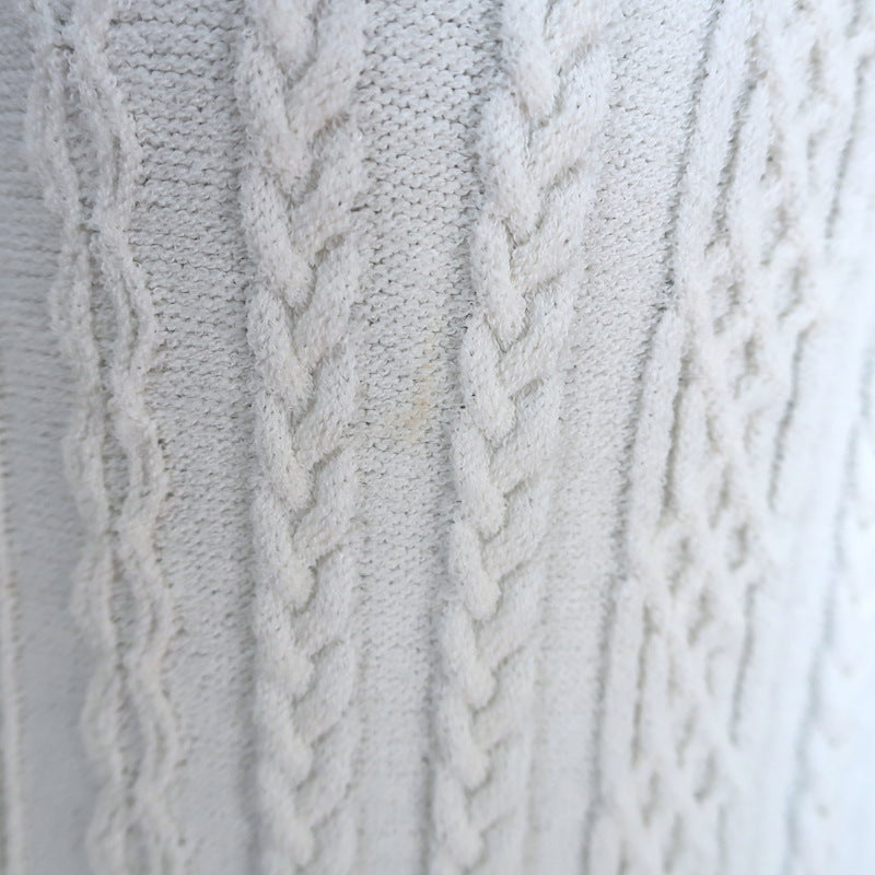 Valentino Beaded-Collar Cable Knit Dress Cream Stretch Knit Size Extra Large