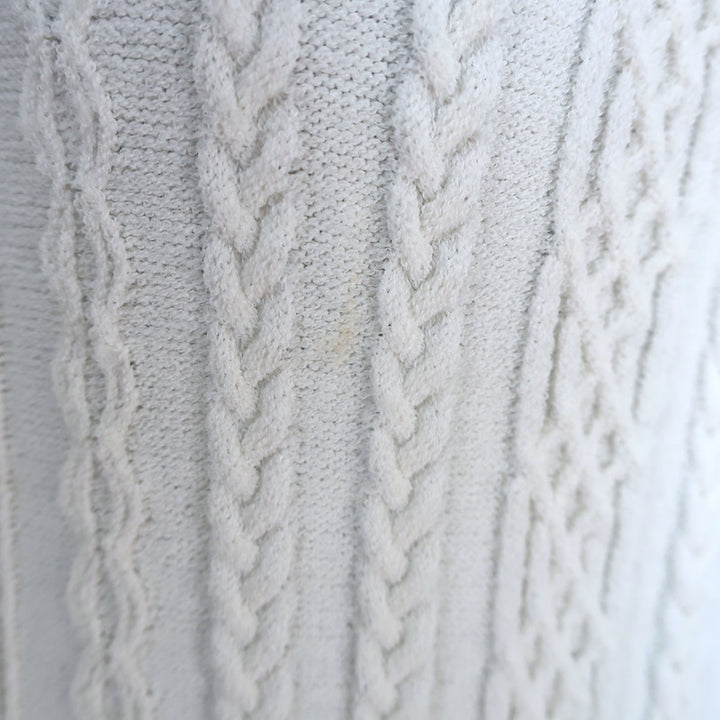 Valentino Beaded-Collar Cable Knit Dress Cream Stretch Knit Size Extra Large
