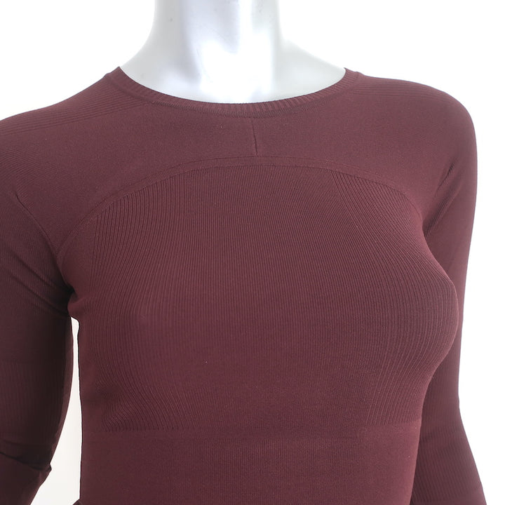 Tom Ford Long Sleeve Top Burgundy Stretch Jersey Size Small