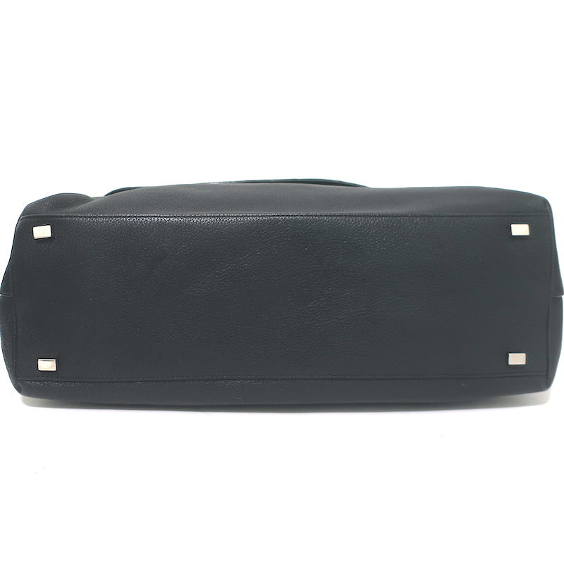 The Row Top Handle 14 Shoulder Bag Black Grained Leather