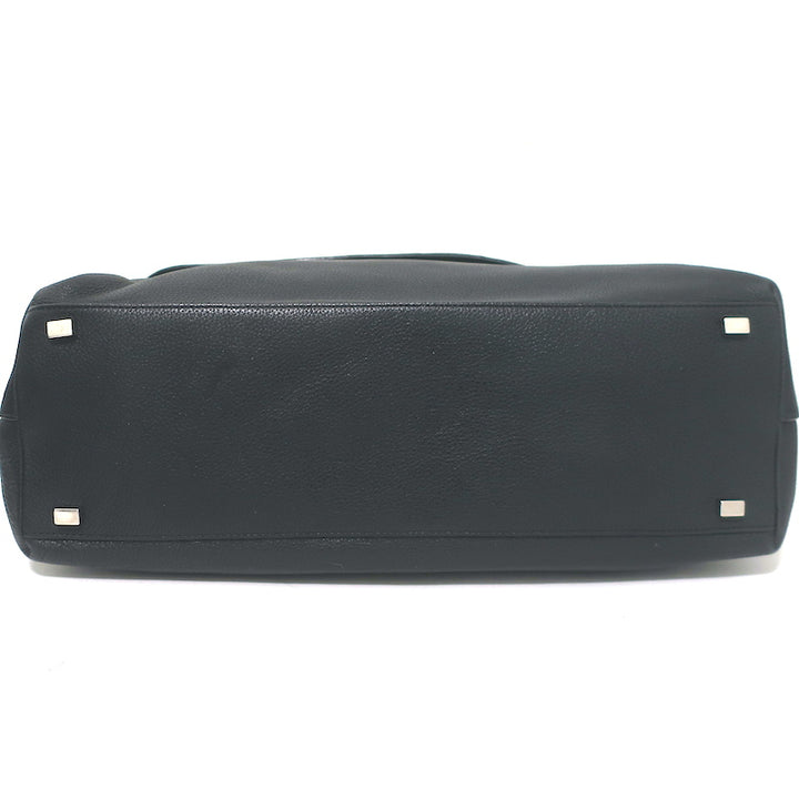 The Row Top Handle 14 Shoulder Bag Black Grained Leather