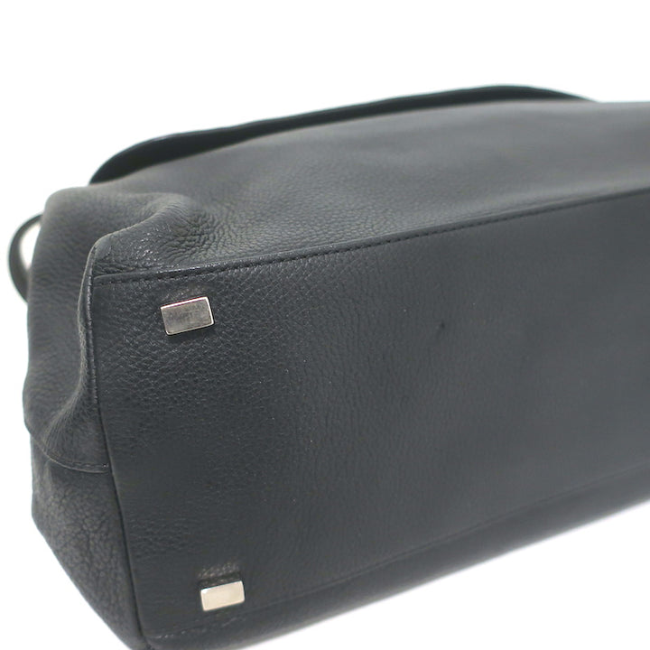 The Row Top Handle 14 Shoulder Bag Black Grained Leather