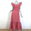 SEA Gladys Tie-Back Smocked Midi Dress Pink Cotton Size Extra Small