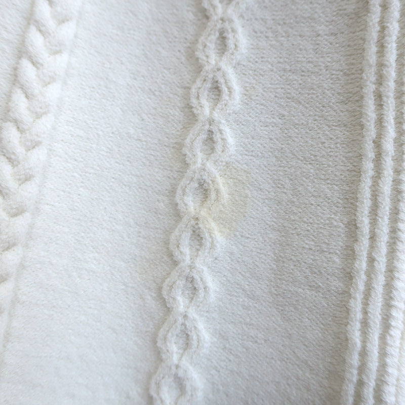 Valentino Beaded-Collar Cable Knit Dress Cream Stretch Knit Size Extra Large