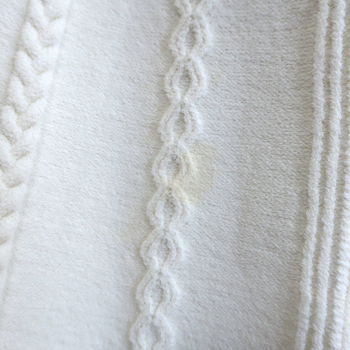 Valentino Beaded-Collar Cable Knit Dress Cream Stretch Knit Size Extra Large