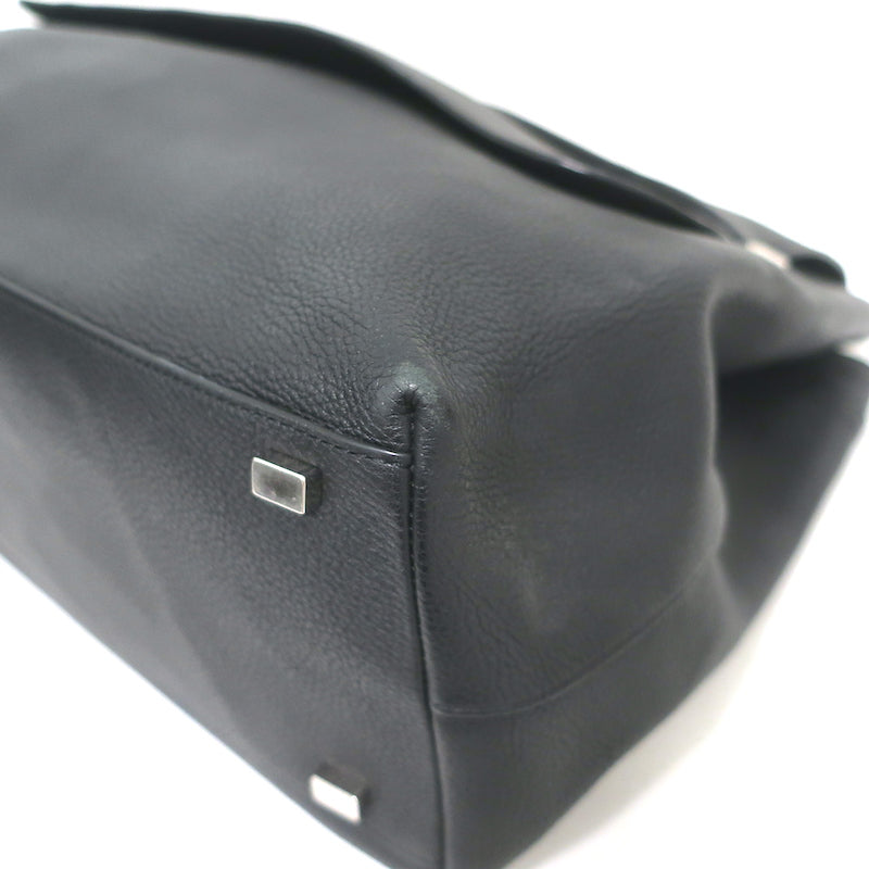 The Row Top Handle 14 Shoulder Bag Black Grained Leather