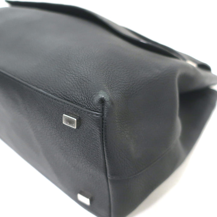 The Row Top Handle 14 Shoulder Bag Black Grained Leather