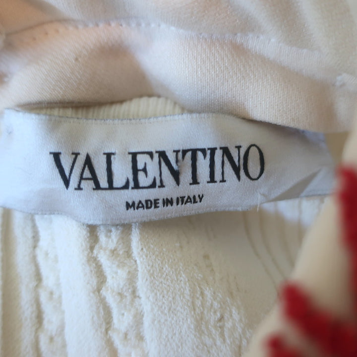 Valentino Beaded-Collar Cable Knit Dress Cream Stretch Knit Size Extra Large