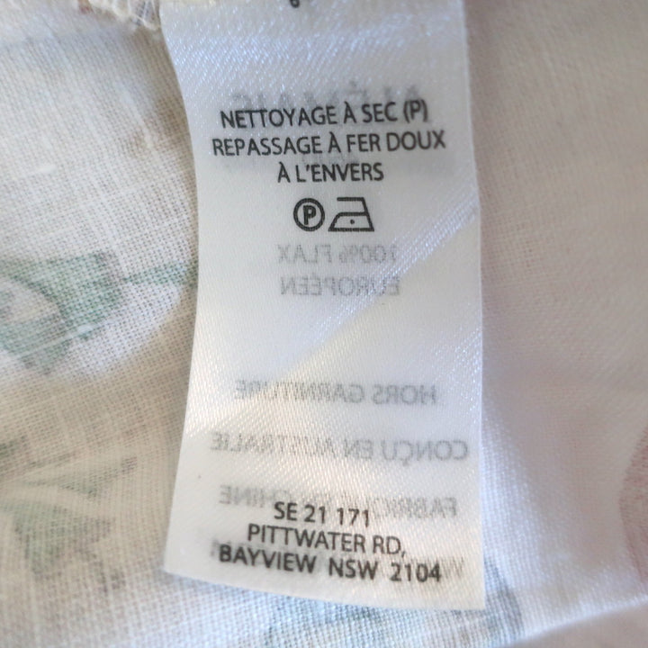 Alemais Wanda Puff Sleeve Midi Dress Cream Fish Print Flax Size 12