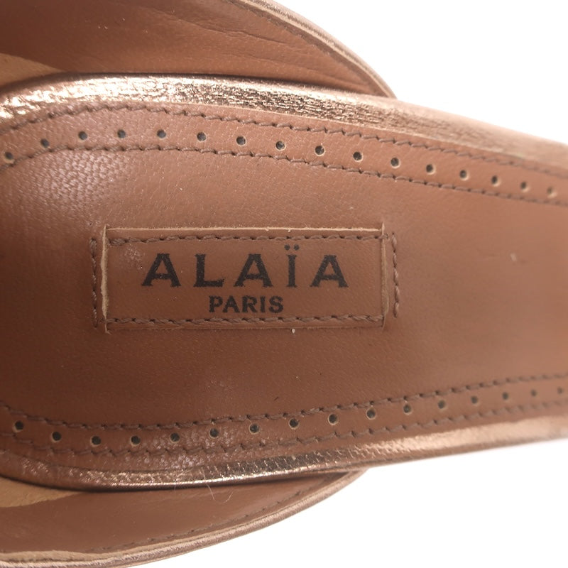 Alaia La Bombe 110 Ankle Strap Sandals Rose Gold Metallic Leather Size 38