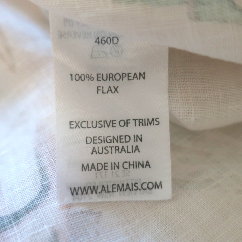 Alemais Wanda Puff Sleeve Midi Dress Cream Fish Print Flax Size 12