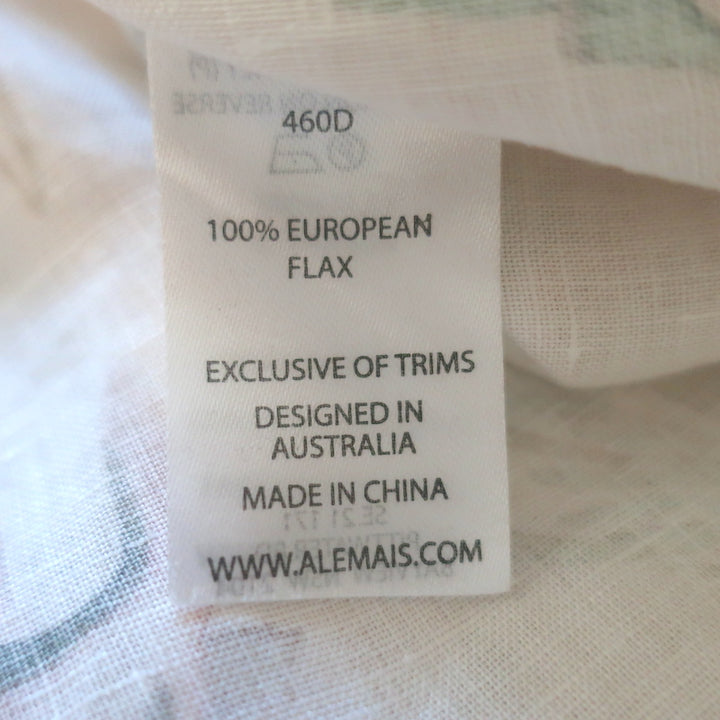 Alemais Wanda Puff Sleeve Midi Dress Cream Fish Print Flax Size 12