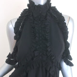 Alexander McQueen Ruffled Mini Dress Black Silk Crepe Size 44 NEW