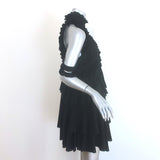 Alexander McQueen Ruffled Mini Dress Black Silk Crepe Size 44 NEW